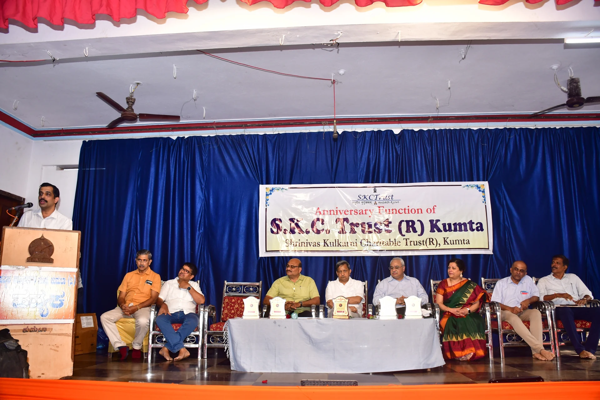 Mr. Nagaraj Bhat, President of the Lions Club of Kumta speaks in the 5th anniversary function of the Trust