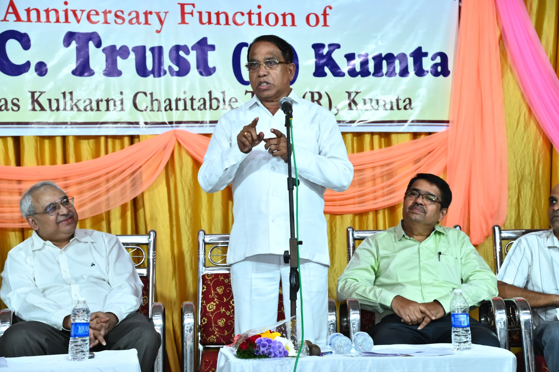 Shri Subhash Shirodkar, A Minister of Goa, addresses the audience in the 4th anniversary function of the Trust